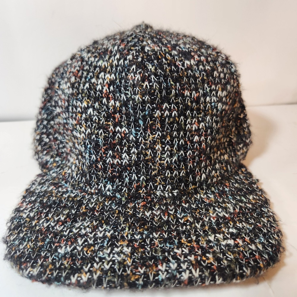 Call It Spring Multi-Color Knit Baseball Cap Faux‎ Leather Strap Flat Brim Hat